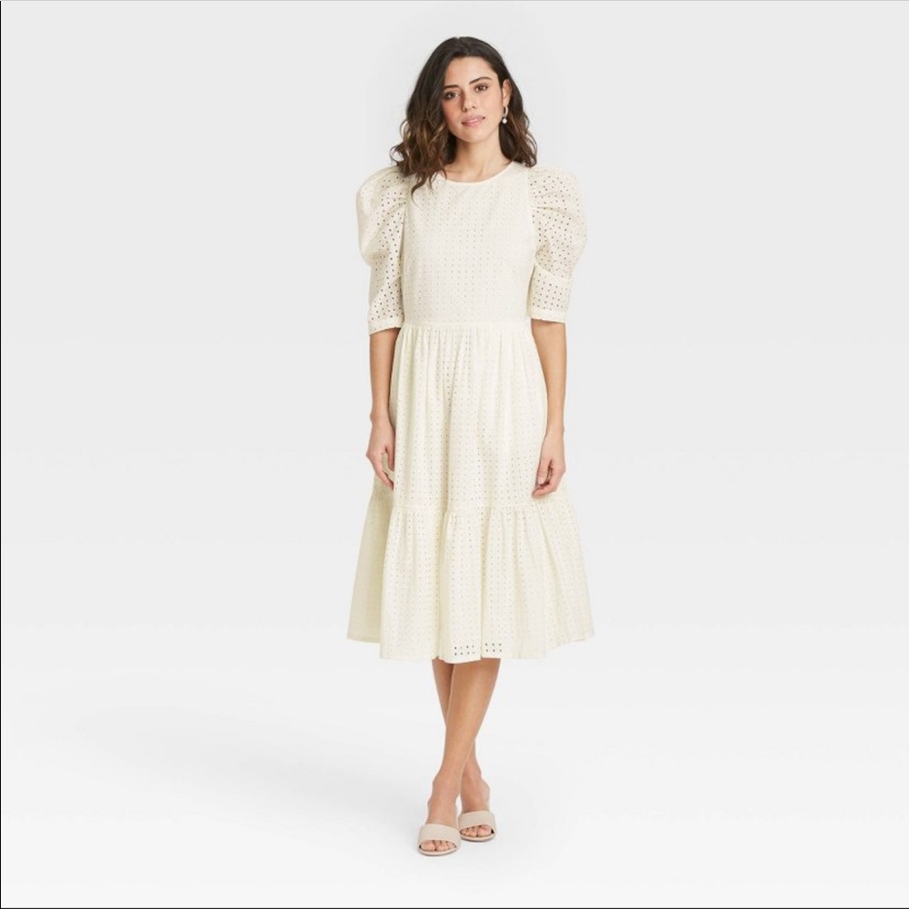 XS A New Day Elbow Sleeve Eyelet Dress
